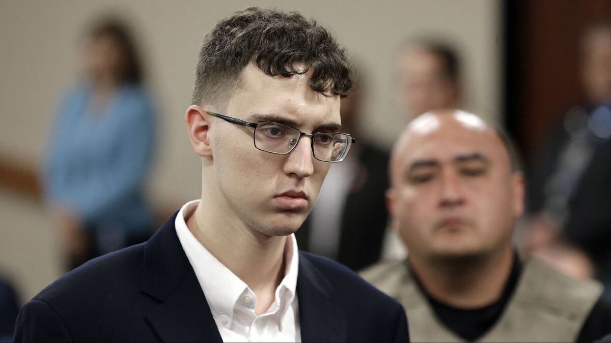 Suspected El Paso Walmart mass shooter Patrick Crusius is arraigned Thursday, Oct., 10, 2019, in an El Paso, Texas, courtroom. Crusius, 21, is charged with capital murder in the massacre, which killed 23 people. The 23rd victim, Guillermo “Memo” Garcia, 36, died Saturday, April 25, 2020, nearly nine months after the Aug. 3, 2019, massacre. 